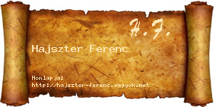 Hajszter Ferenc névjegykártya